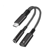 Перехідник для навушників 2 в 1 Type-C + AUX 3.5 Samsung Galaxy / Чорний