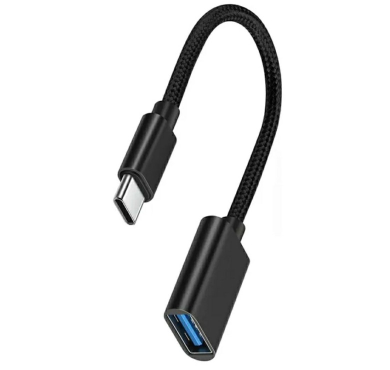 Кабель OTG Type-c / Швидкість 3.0 / Нейлонове сплетіння / Чорний