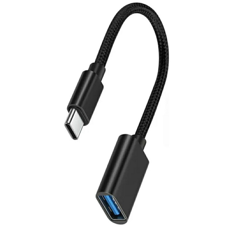 Кабель OTG Type-c / Скорость 3.0 / Нейлоновое сплетение / Черный