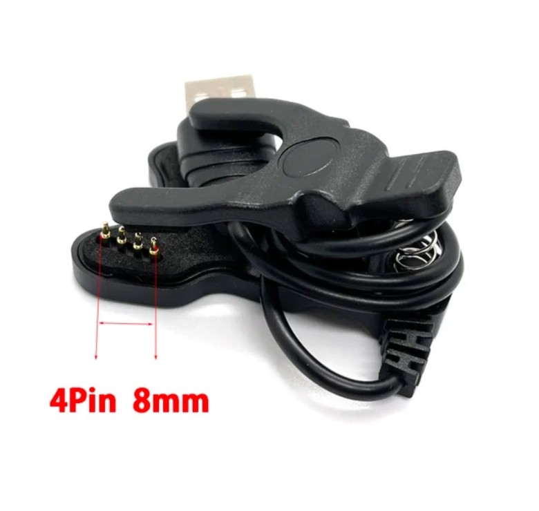 Адаптер USB кабель для смарт-годинника на 4 контакти 8 мм. 30 см. / Чорний