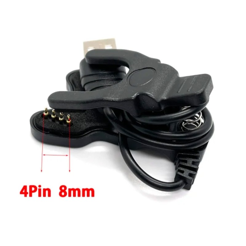 Адаптер USB кабель для смарт-годинника, 4 контакти, 8 мм, 30 см, чорний