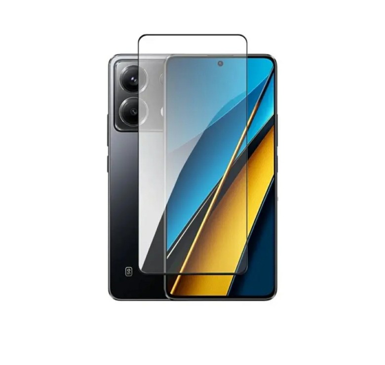 Загартоване захисне скло на смартфон Poco X6 Pro / Чорна рамка