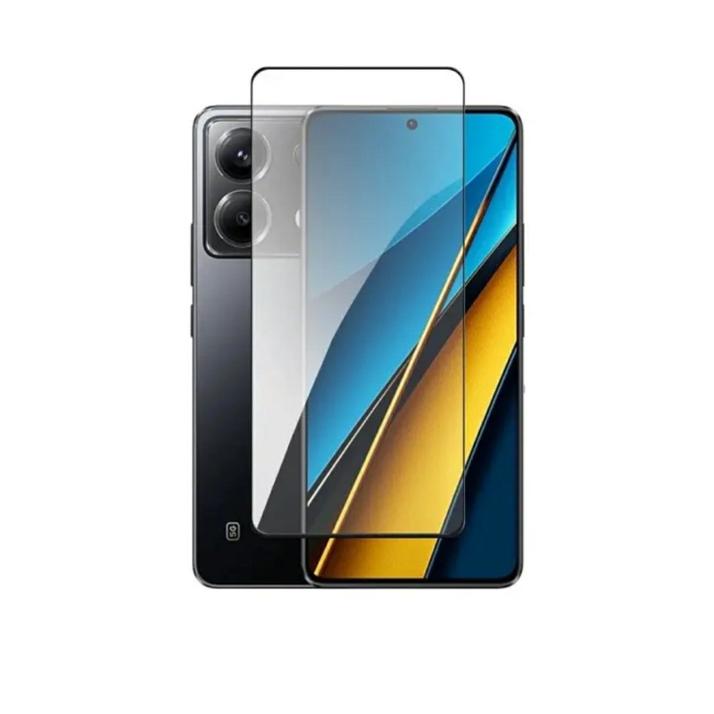 Закаленное защитное стекло на смартфон Poco X6 Pro / Черная рамка