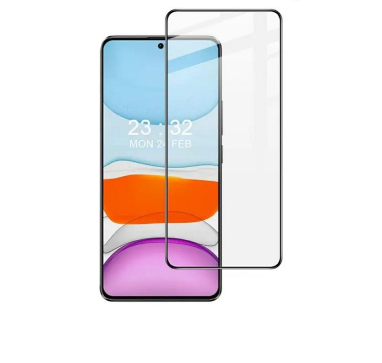 Загартоване захисне скло на смартфон Poco X6 / Чорна рамка