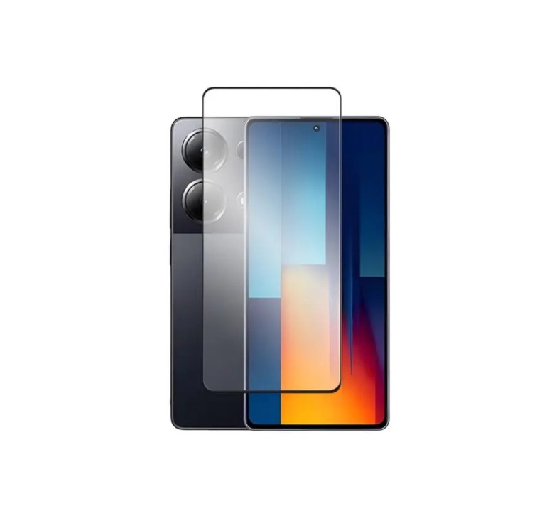 Загартоване захисне скло на смартфон Poco M6 Pro 4G / Чорна рамка