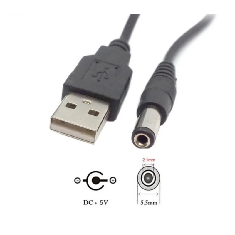 Кабель для питания роутеров и других устройств 5.5 * 2.1 мм. / DC 5 вольт / 100 см. / Черный