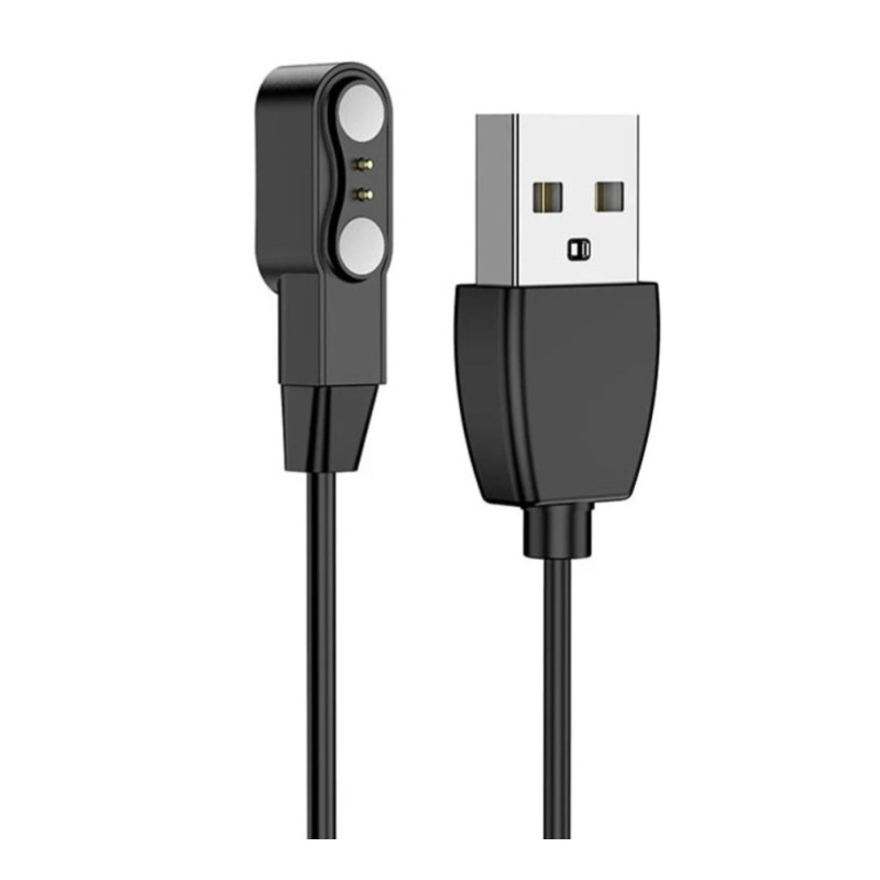 Магнитный фирменный USB кабель для зарядки смарт-часов Hoco Y7 Pro / 60 см / Черный