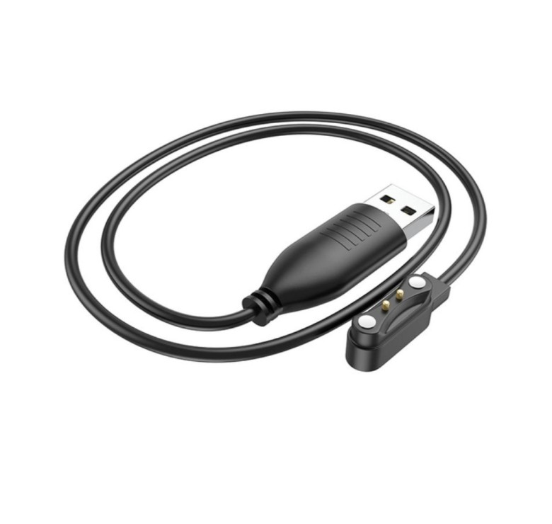 Магнітний фірмовий USB кабель для зарядки смарт-годинників Hoco Y7 Pro / 60 см. / Чорний