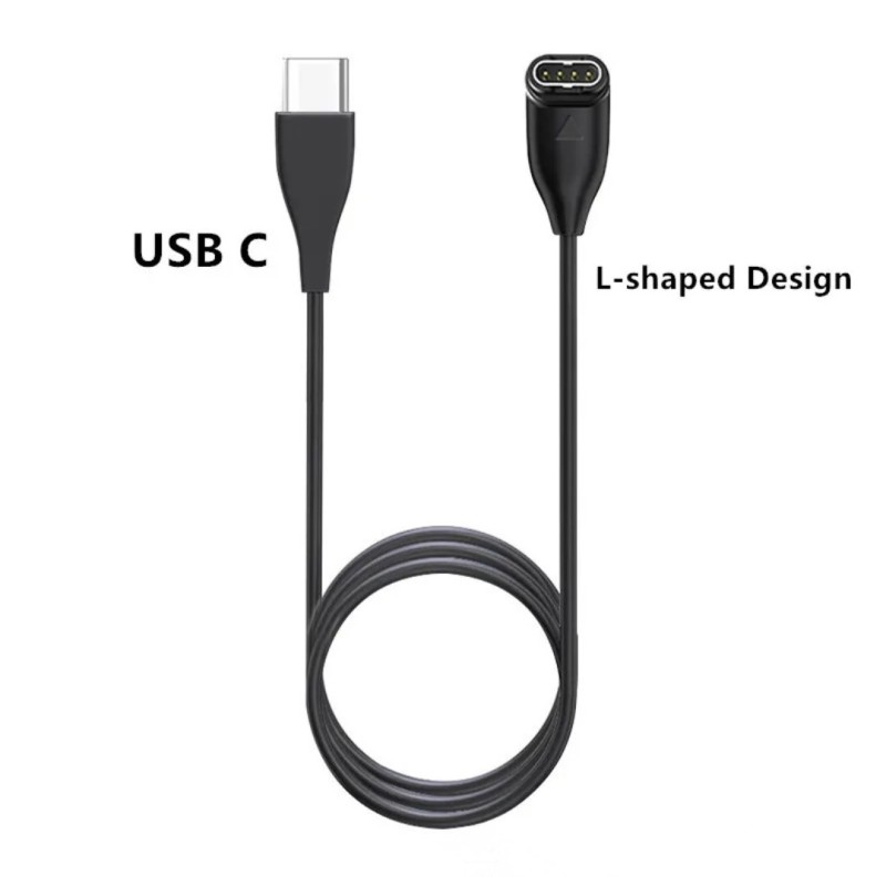 Зарядний кабель Type-C для годинника Garmin (Кутовий) 100 см, Чорний