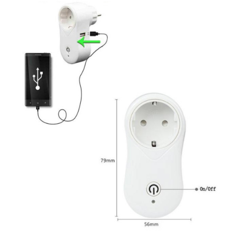 Розумна розетка з Wi-Fi управлінням Socket J2 / розетка з USB / Білий