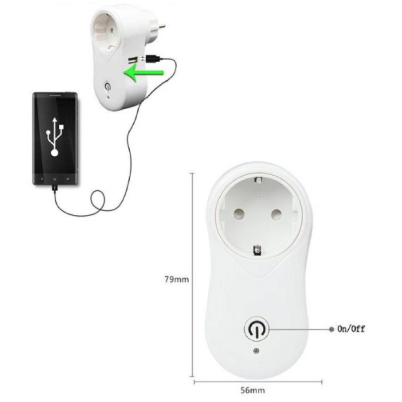 Розумна розетка з Wi-fi керуванням Socket J2 / розетка з USB / Білий