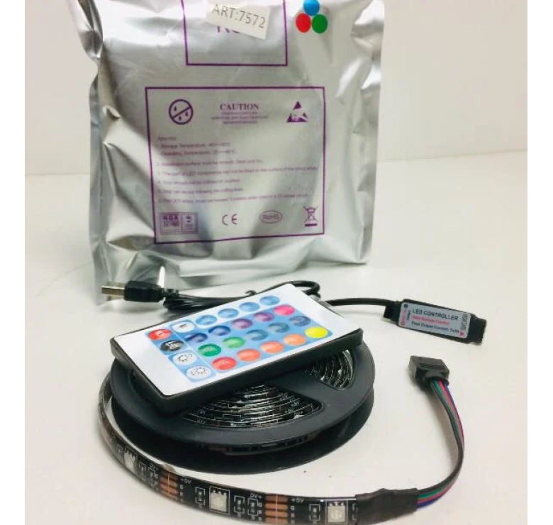 Світлодіодна USB стрічка MHZ 5050 RGB LED з пультом 7572 / 2 м