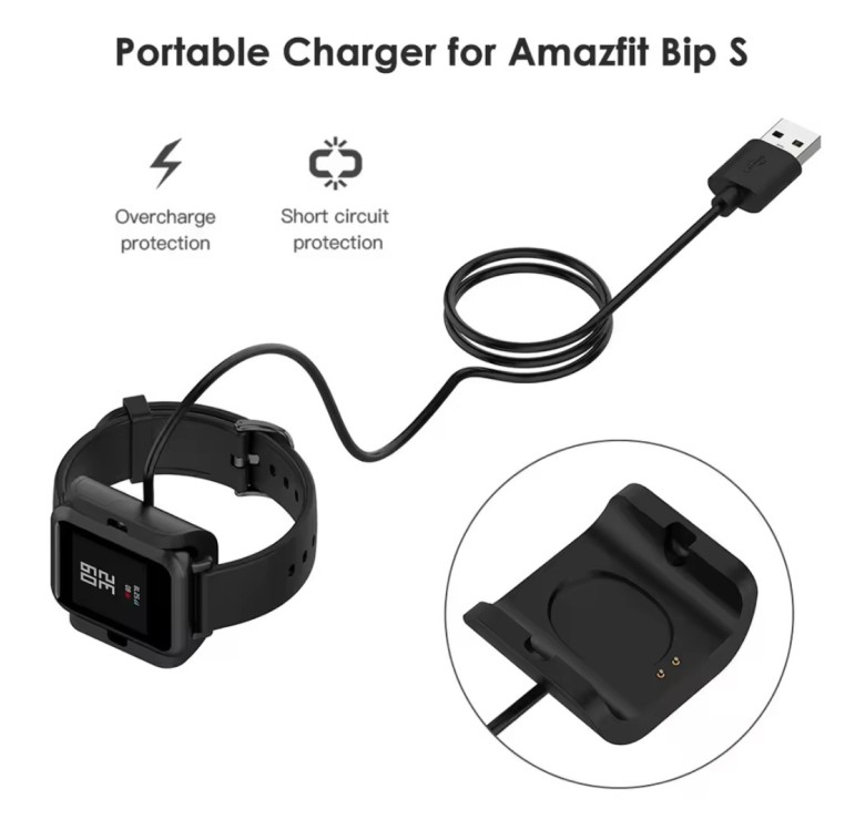Зарядний пристрій Strain для Amazfit Bip S A1805 A1916 \ 1 метр \ Чорний