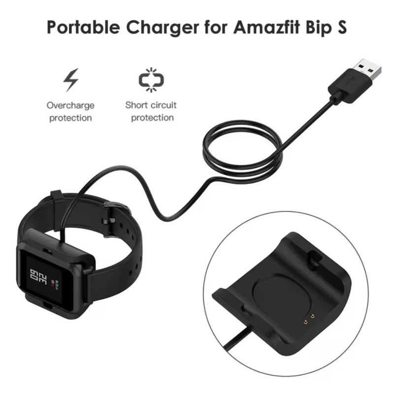 Зарядний пристрій Strain для Amazfit Bip S A1805 A1916 \ 1 метр \ Чорний