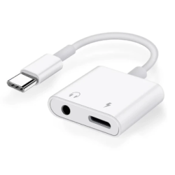 Переходник  для наушников 2 в 1 Type-C + AUX 3.5 Iphone 15,15 pro,15pro max,15plus  / Белый