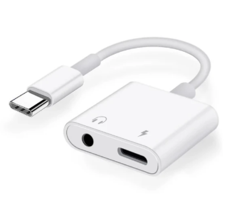 Перехідник 2 в 1 Type-C + AUX 3.5 для iPhone 15, 15 Pro, 15 Pro Max, 15 Plus
