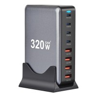 Настільний зарядний пристрій GaN 8в1 320W \ Чорний