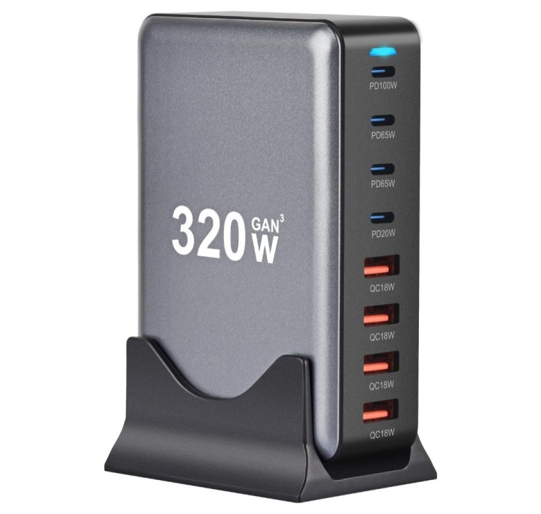 Настільний зарядний пристрій GaN 8в1 320W GaN\Чорне 8в1 320W GaN\Чорне