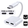 Переходник для наушников 2 в 1 Type-C Аудио+Type-C зарядка для lpad Pro, Ipad Air / Белый