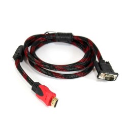 Кабель HDMI-VGA / 1.5M / Чорно-Червоний
