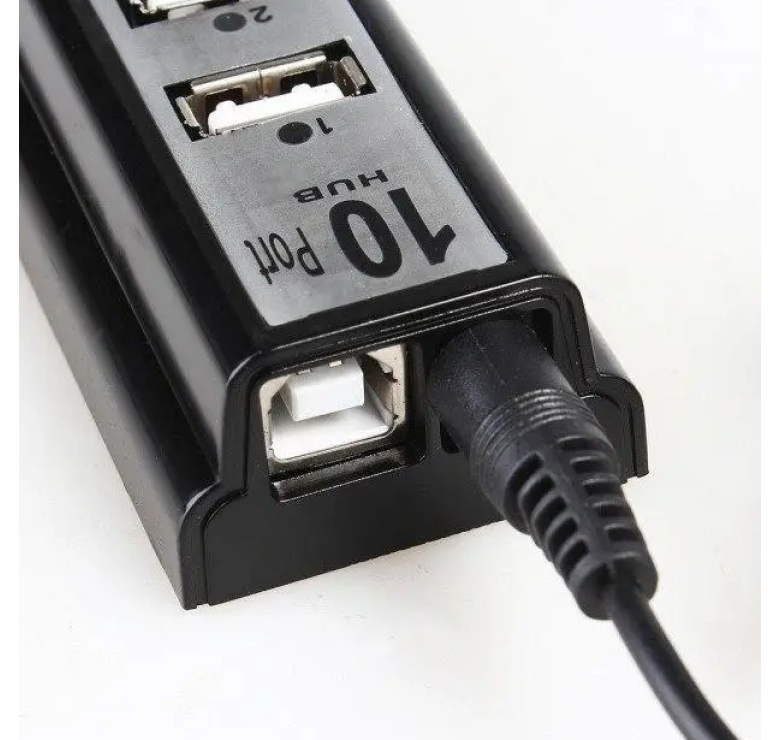 USB хаб Hi-Speed / USB 2.0 / 10 портів USB / З перемикачами / 19 см. / Чорний