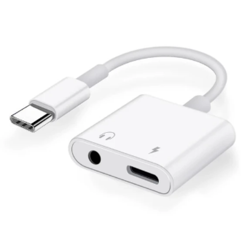 Перехідник для навушників 2 в 1 Type-C + AUX 3.5 Samsung Galaxy / Білий