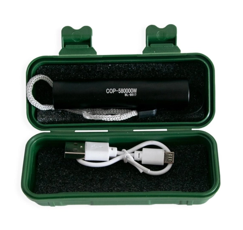 Кишеньковий ручний світлодіодний ліхтарик BL-B517 / mirco USB / Чорний