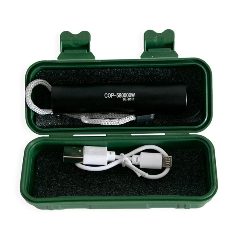 Карманный ручной светодиодный фонарик BL-B517 / mirco USB / Черный