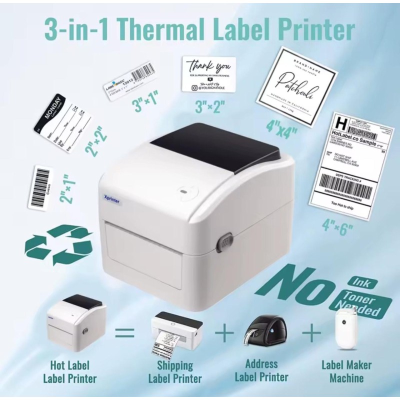 Термопринтер Xprinter XP-420B с WI-FI, USB для печати этикеток посылок