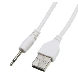 Зарядний кабель USB для вібро масажерів 2,5 мм (14 мм) / Білий