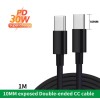 Кабель для захищених смартфонів (PD 30W) Type-C - Type-C 10mm. 1метр \ Чорний