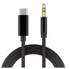 Перехідник кабель з Type - c на AUX аудіо 3.5 mm / Нейлон / 1 метр / Чорний