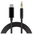 Перехідник кабель з Type - c на AUX аудіо 3.5 mm / Нейлон / 1 метр / Чорний