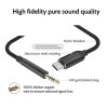 Перехідник кабель з Type - c на AUX аудіо 3.5 mm / Нейлон / 1 метр / Чорний
