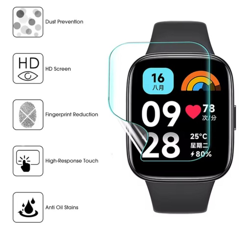 Защитная гидрогелевая пленка для часов Redmi Watch 5 Active / Прозрачная