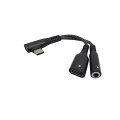 Переходник 2в1 Type-C - AUX 3.5 mm + Type-C для Ipad Air (2024), Ipad Pro (2024) \ Быстрая зарядка \ Черный