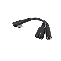 Перехідник  2в1 Type-C - AUX 3.5 mm + Type-C для Apple Ipad Air (2024), Ipad Pro (2024) \ Швидка зарядка \ Чорний