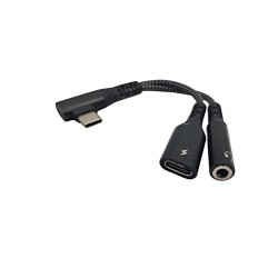 Переходник кутовой 2в1 Type-C - AUX 3.5 mm + Type-C для Ipad Air (2024), Ipad Pro (2024) \ Быстрая зарядка