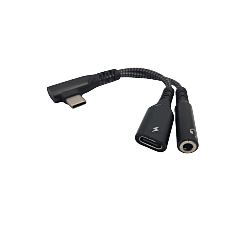 Переходник кутовой 2в1 Type-C - AUX 3.5 mm + Type-C для Ipad Air (2024), Ipad Pro (2024) \ Быстрая зарядка