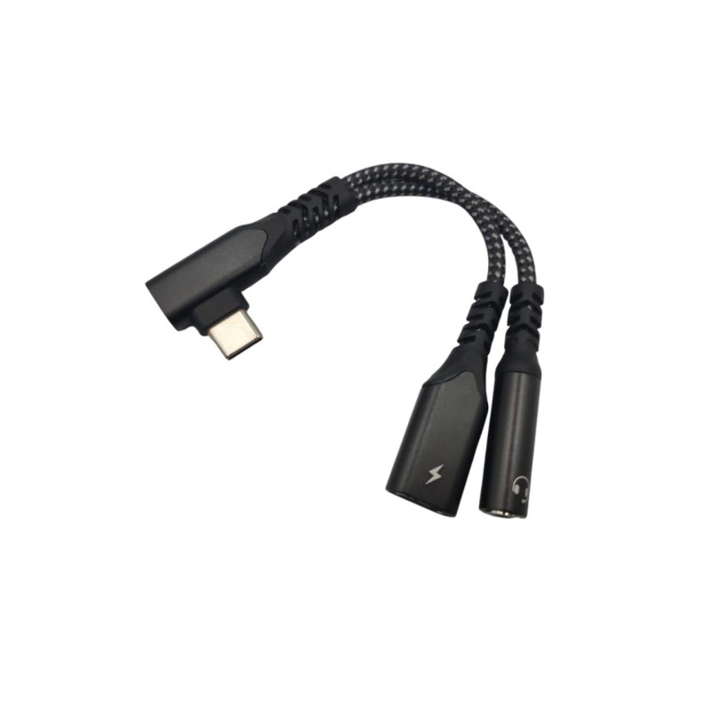 Переходник кутовой 2в1 Type-C - AUX 3.5 mm + Type-C для Ipad Air (2024), Ipad Pro (2024) \ Быстрая зарядка