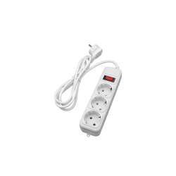 Подовжувач, мережевий фільтр Maxxter на 3 розетки / 3 метра кабель / Білий