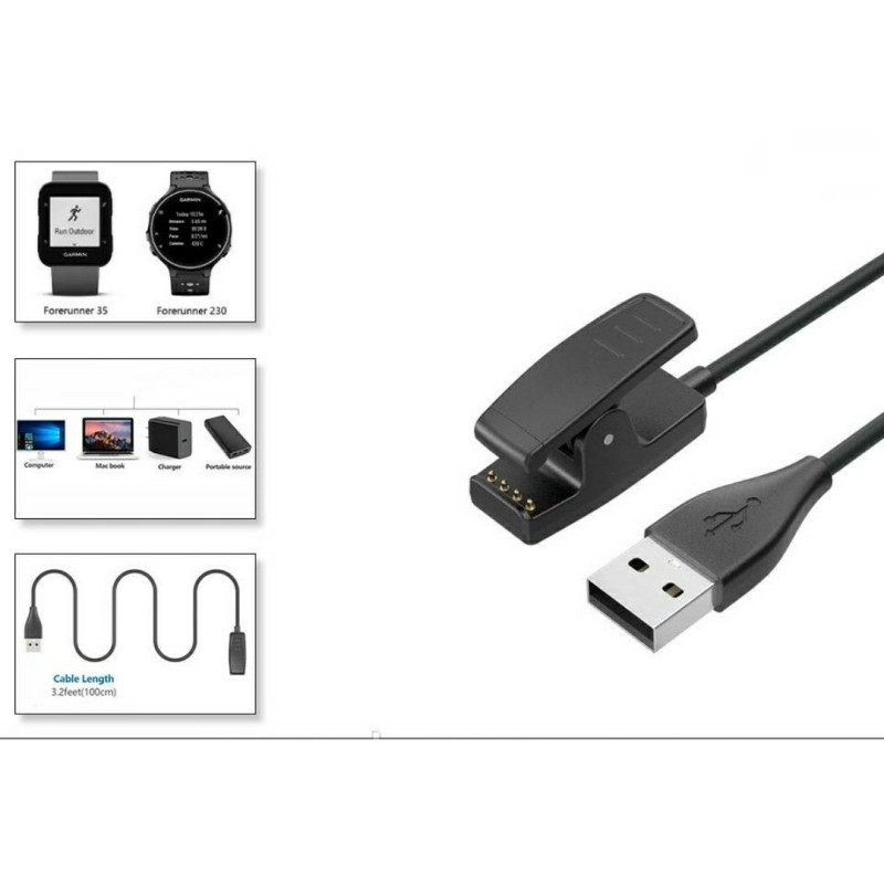 USB кабель для зарядки Garmin Forerunner 235/735XT/630/645/230. / 1м. / Черный