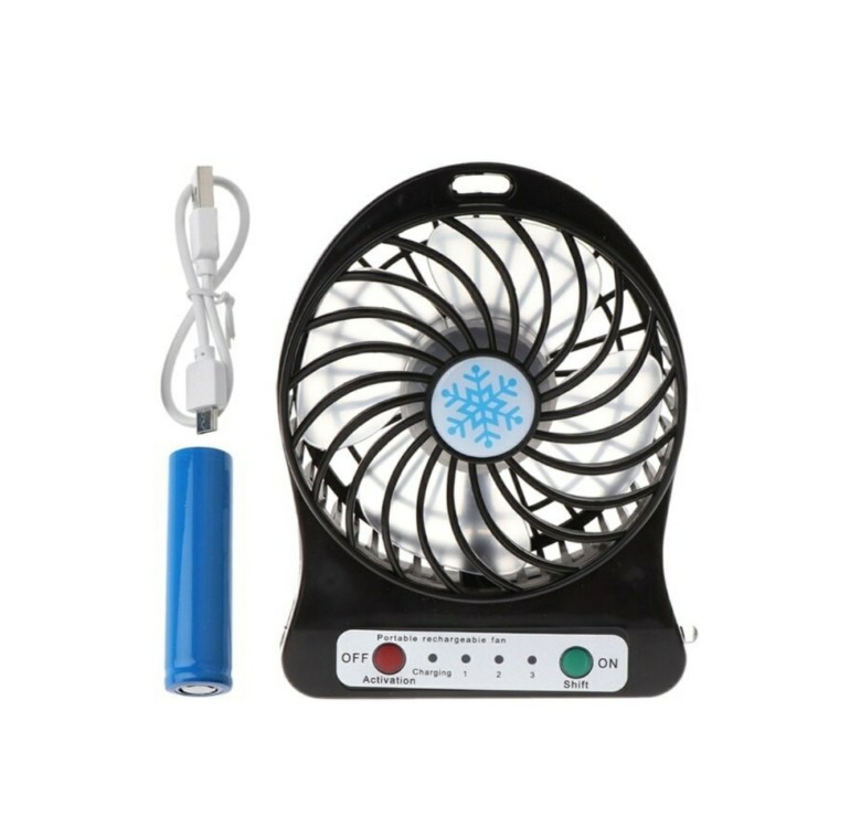Міні вентилятор акумуляторний Mini Fan USB / Чорний