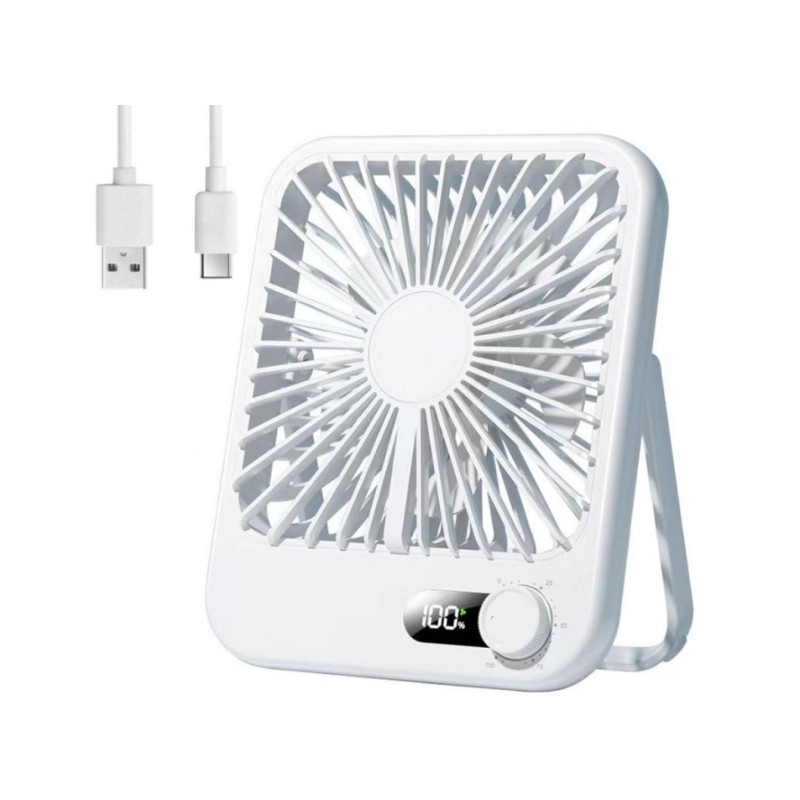 Вентилятор портативний акумуляторний, 18650 Type-C \ Білий