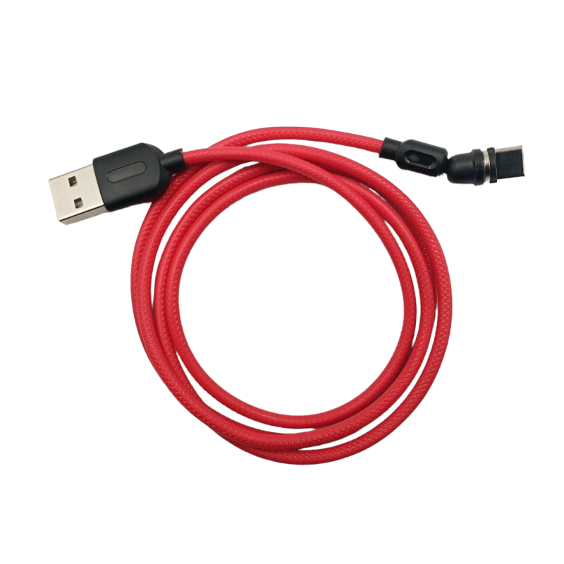 Магнитный кабель USLION 2 в 1 / Type-C - USB / 540 градусов / Круглый / 100 см. / Красный