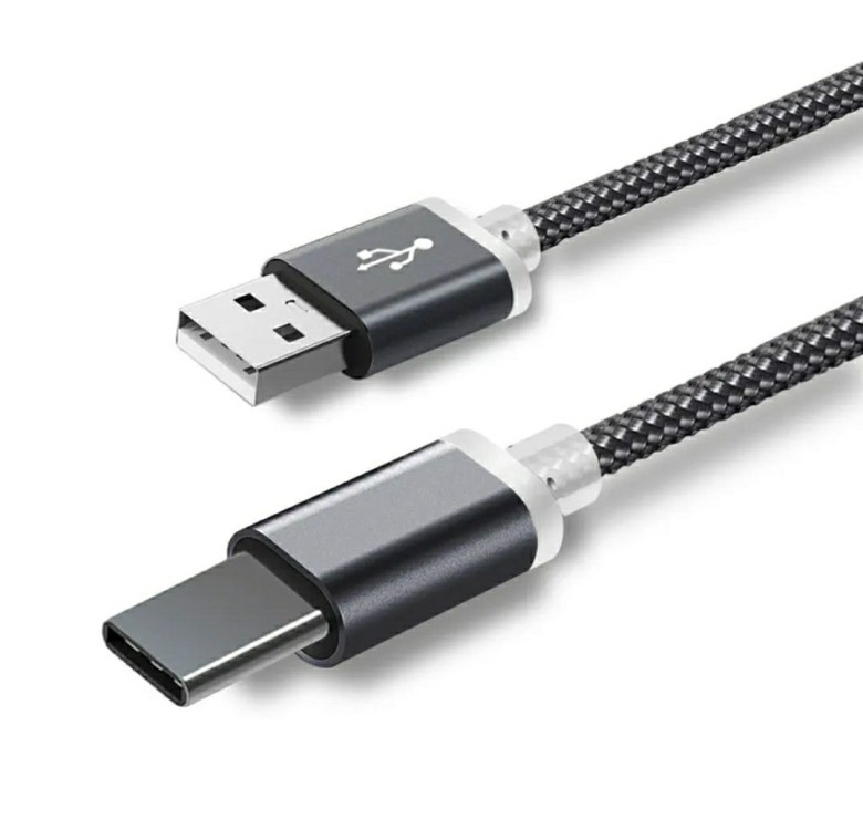Кабель для захищених смартфонів USB - Type-C 10 mm. 1 метр / Сірий