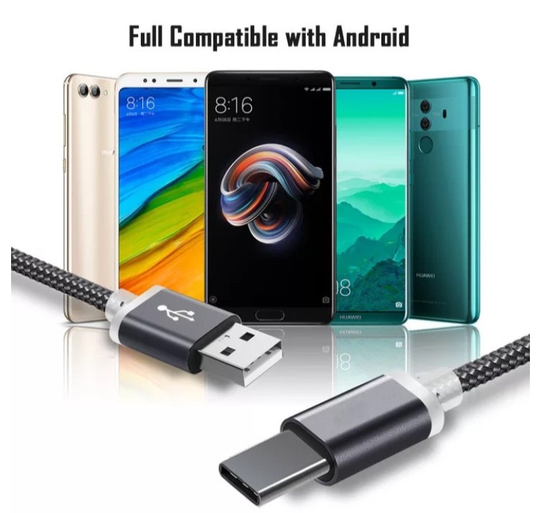 Кабель для захищених смартфонів USB - Type-C 10 mm. 1 метр / Сірий