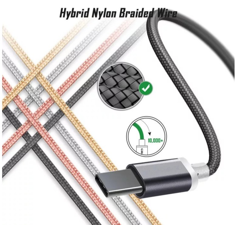 Кабель для захищених смартфонів USB - Type-C 10 mm. 1 метр / Сірий