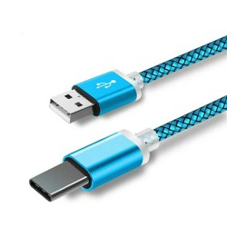Кабель Type-C (9 мм.) – USB для защищенных смартфонов 1 метр / Голубой