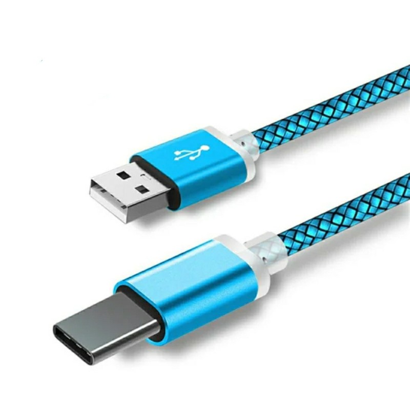 Кабель Type-C (9 мм.) - USB для захищених смартфонів 1 метр / Блакитний
